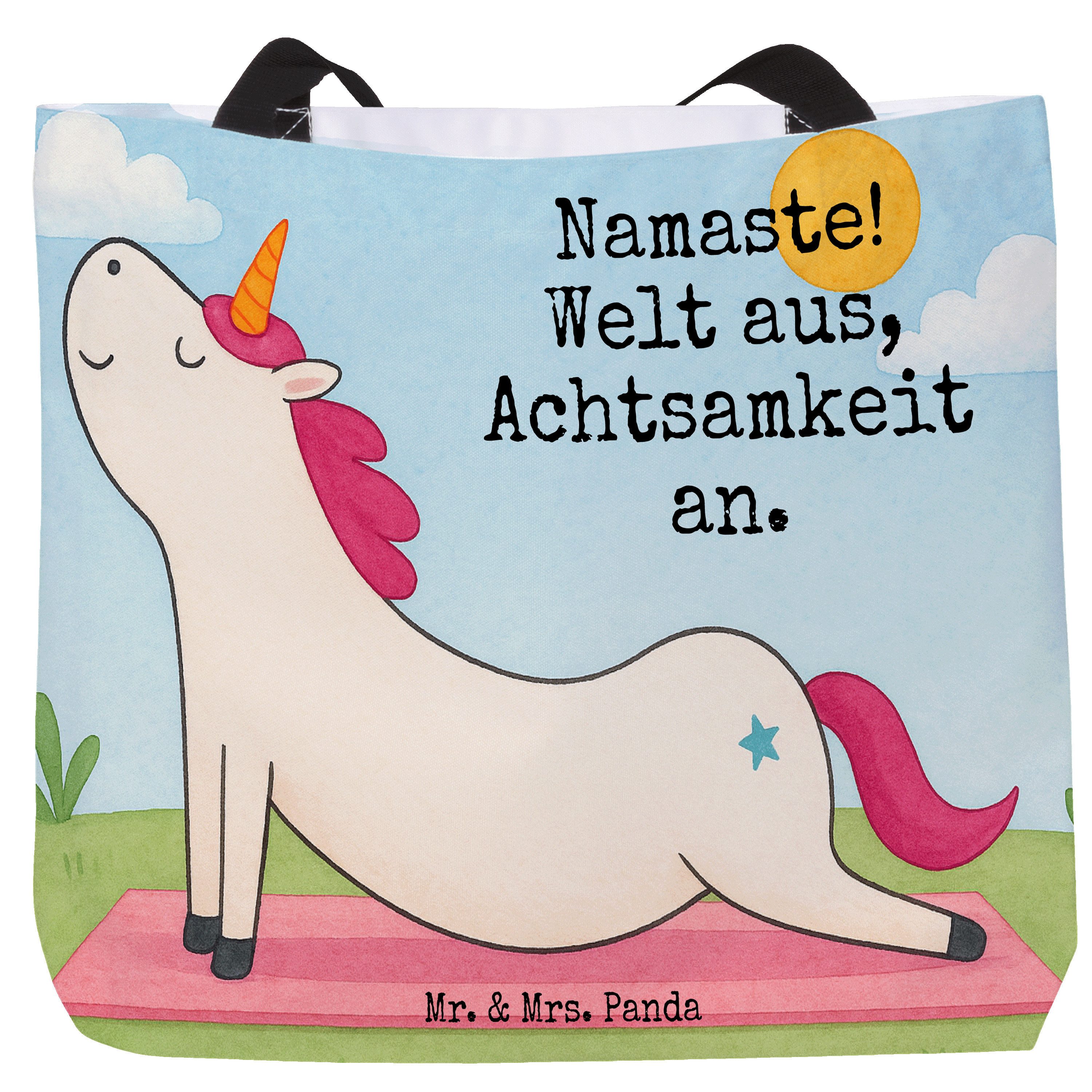 Shopper Einhorn Yoga Design, Einkaufstasche, Weiß, Unicorn, Reisetasche, Spor