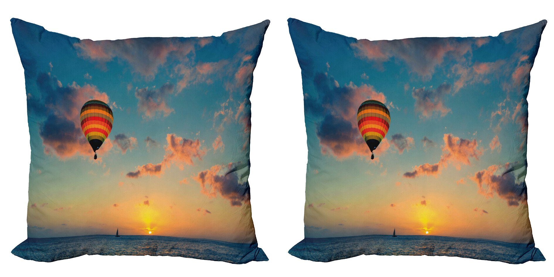 Kissenbezüge Modern Accent Doppelseitiger Digitaldruck, Abakuhaus (2 Stück), Sonnenuntergang Skyline Horizont auf See