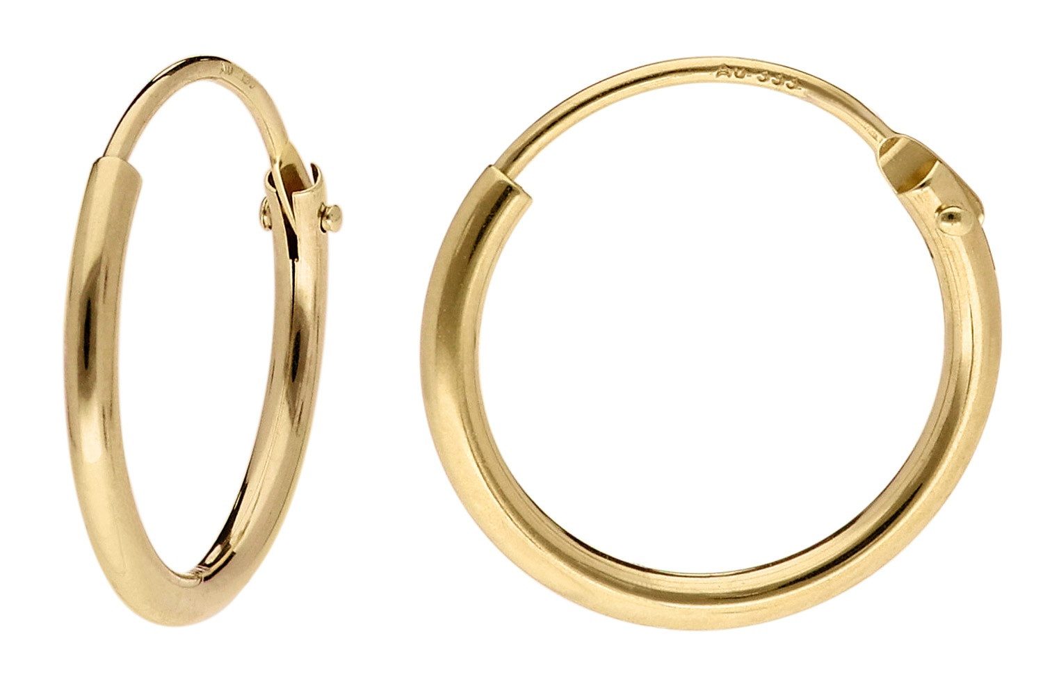trendor Paar Creolen 15170, für Damen Gold 333 / 8K Breite 1,3 mm Ø 13 mm