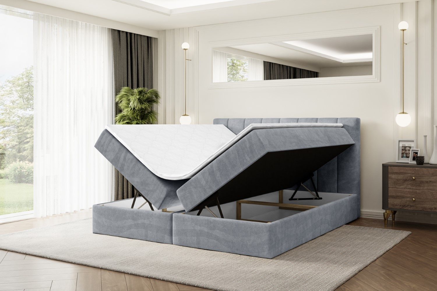 ALTDECOR Boxbett OTTA (Multipocket-Matratze H4, H3 Matratze Bonellfederung, Topper, Kopfteil)