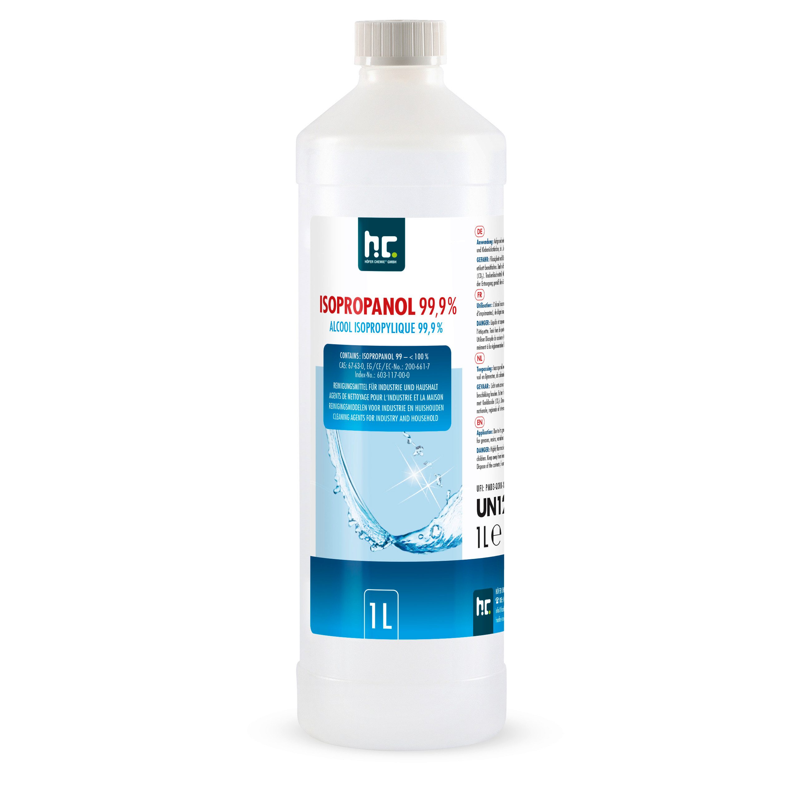 Höfer Chemie GmbH 1 L Isopropanol 99,9% Grundreiniger (Reinigt und entfettet zuverlässig)