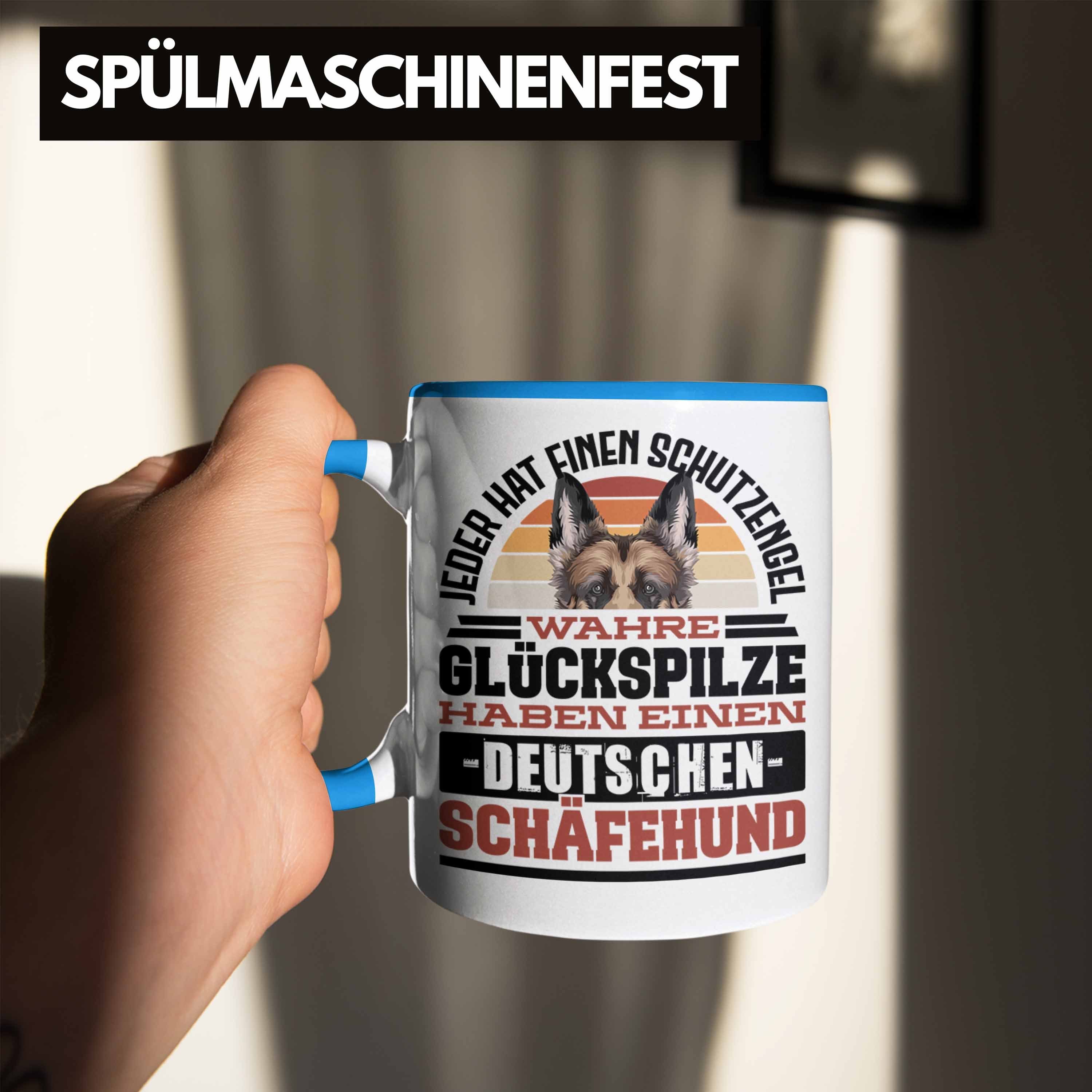Geschenkidee Kaffee-Becher Tasse Blau Deutscher Schäferhund Schäferhund Trendation Tasse Bes