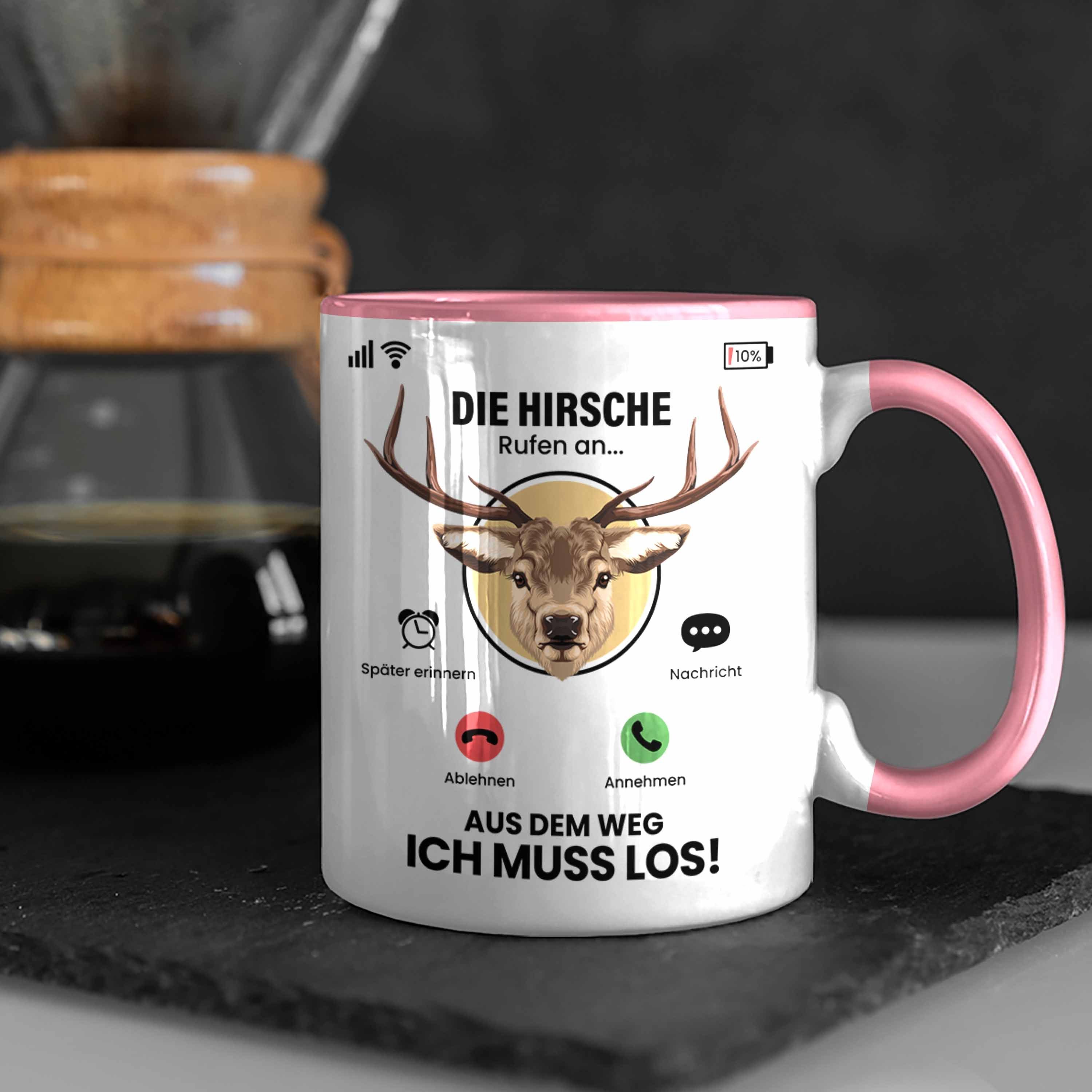 An Hirsche Züchter Tasse Trendation Rufen Geschenk Gesch für Besitzer Rosa Tasse Die Hirsche