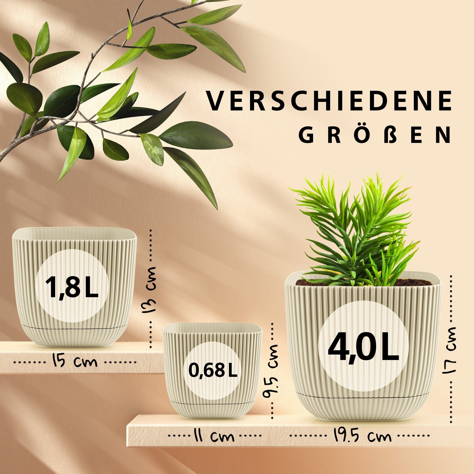 KONZEPT Blumentopf Blumentopf mit Untersetzer, Übertopf Kunststoff, 2IN1 – günstig online kaufen
