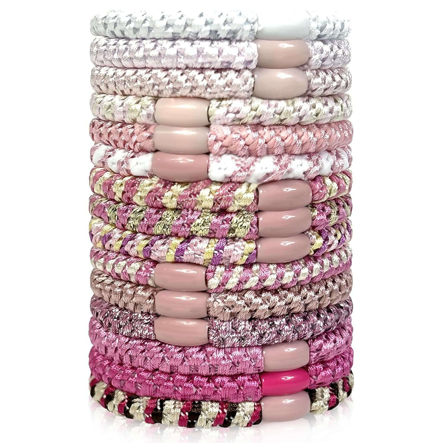 AFKSMILE Haargummi 15 Stück Haargummis Damen,Ohne Metall Geflochtener,Elastisch Hair Ties, Keine Pull oder Beschädigung Pferdeschwanz Halter, Haarbänder