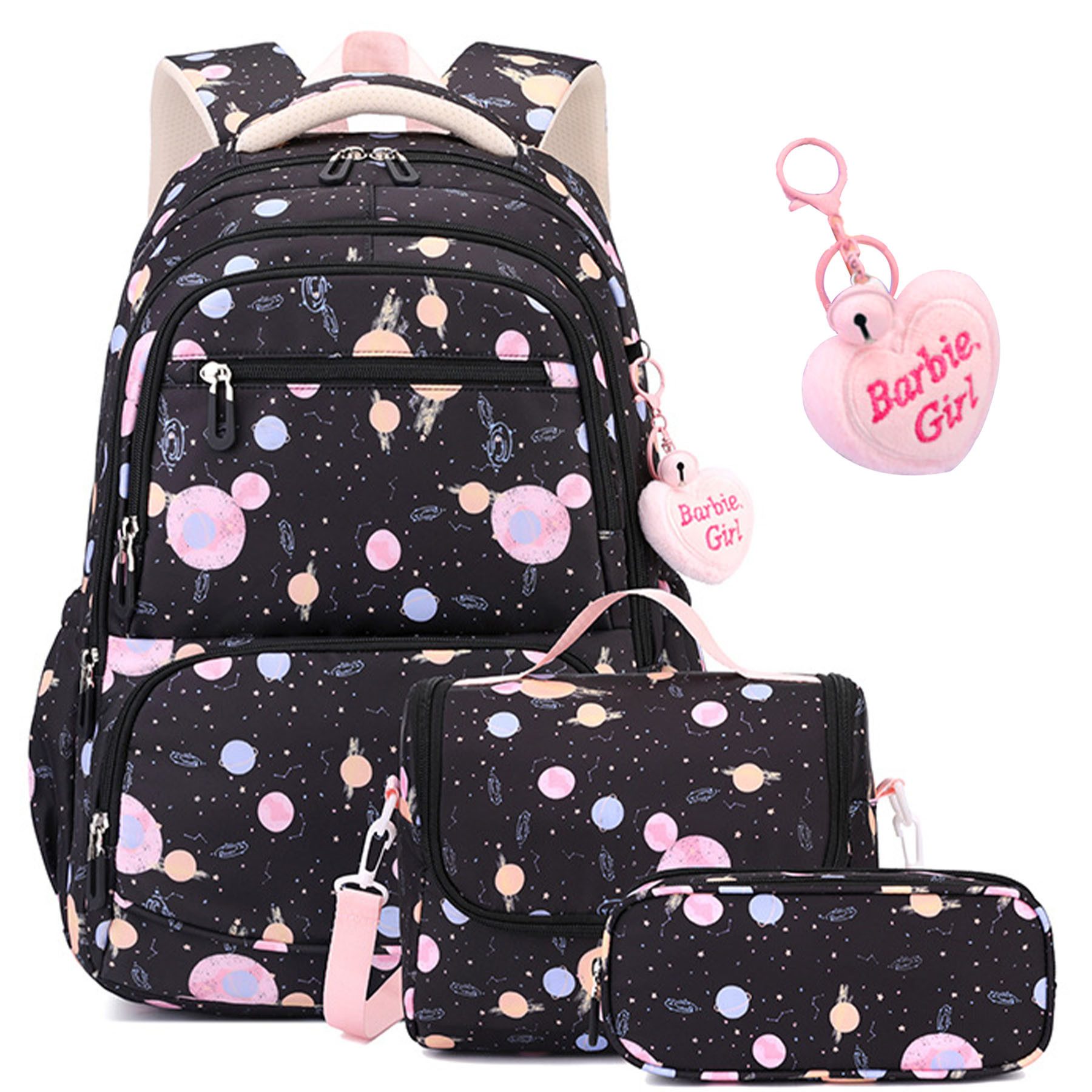 Mutig Schulrucksack Schulrucksack Teenager,Schulranzen-Set 3-teilig,große Kapazität (Wasserdicht Schulranzen,Unisex Geeignet für Mittelstufe-Universität, Mit Anhänger für jugendliche zum Schulbesuch,Einkaufen,Camping usw), Mit ergonomischem Design zur Entlastung von Schultern und Rücken