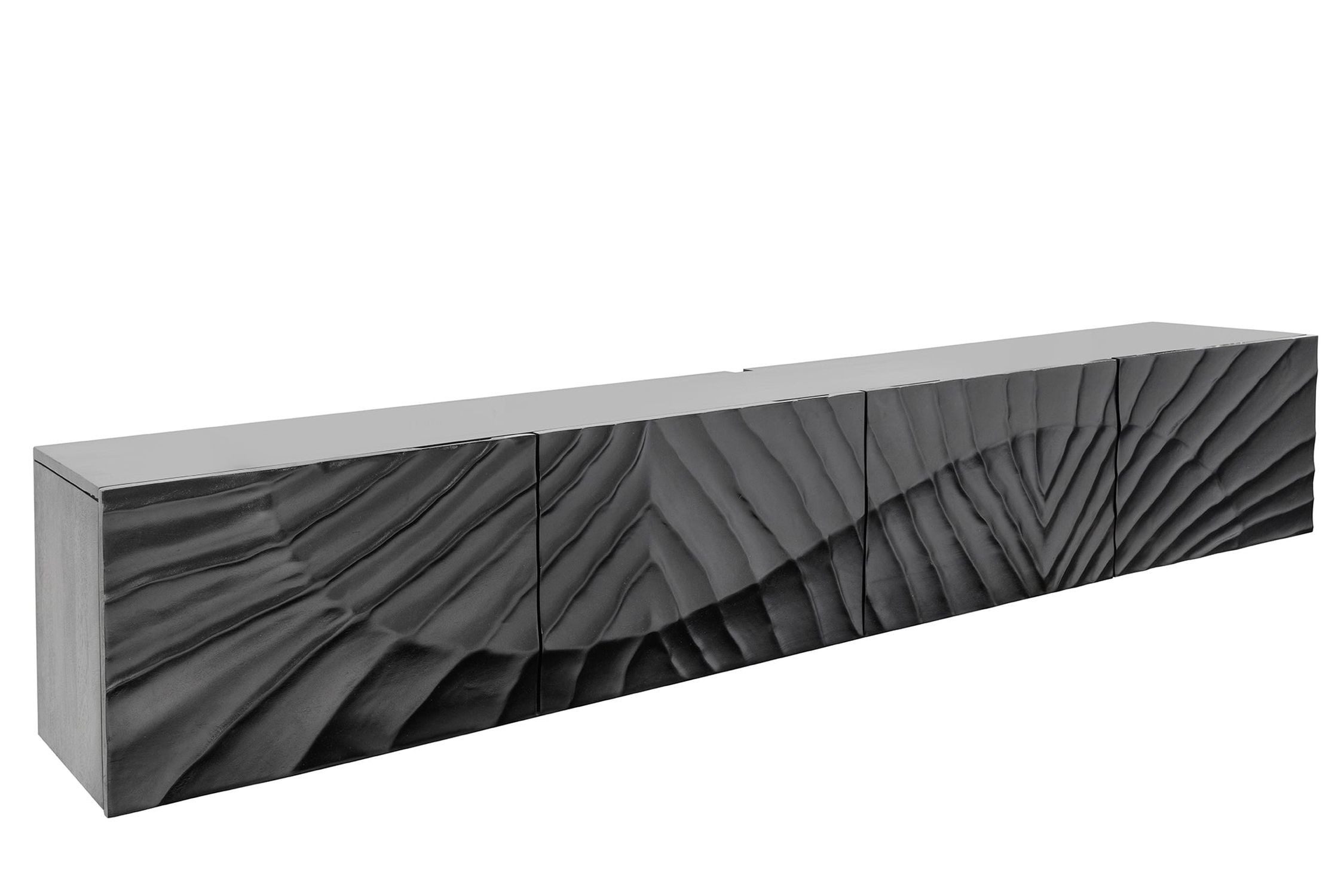 Licht-Erlebnisse TV-Board LORIEN, hängend Schwarz Mangoholz 200 cm lang Handarbeit