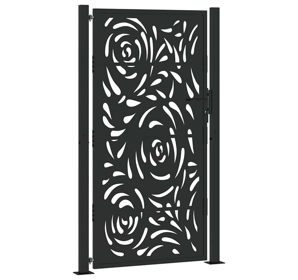 Thumbnail - vidaXL Gartentor, Gartentor Schwarz 105x180 cm Stahl Flammen-Design