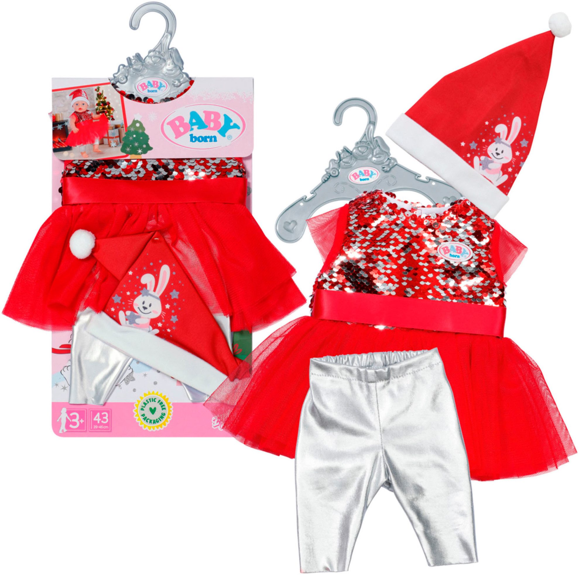Puppenkleidung Weihnachtsoutfit, 43 cm