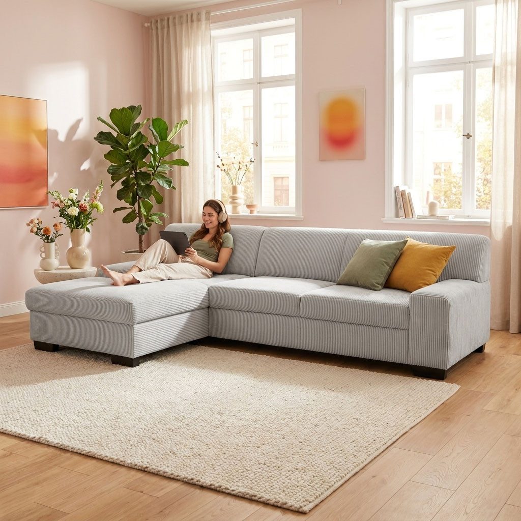 OTTO home Ecksofa Faxxe 268 x 153 cm, auch mit Schlaffunktion, aus haustierfreundlichem Pet Friendly Cord, L-Form