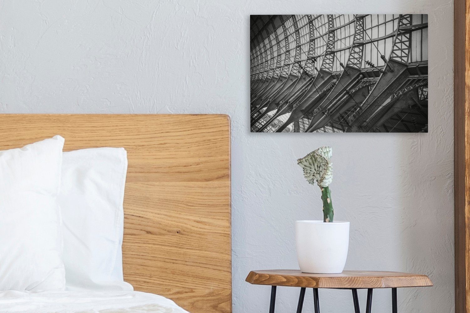 St), cm Frankreich, 30x20 Schwarz-Weiß-Fotografie in OneMillionCanvasses® (1 Wanddeko, Nizza Wandbild Leinwandbilder, Leinwandbild von des Aufhängefertig, Bahnhofs