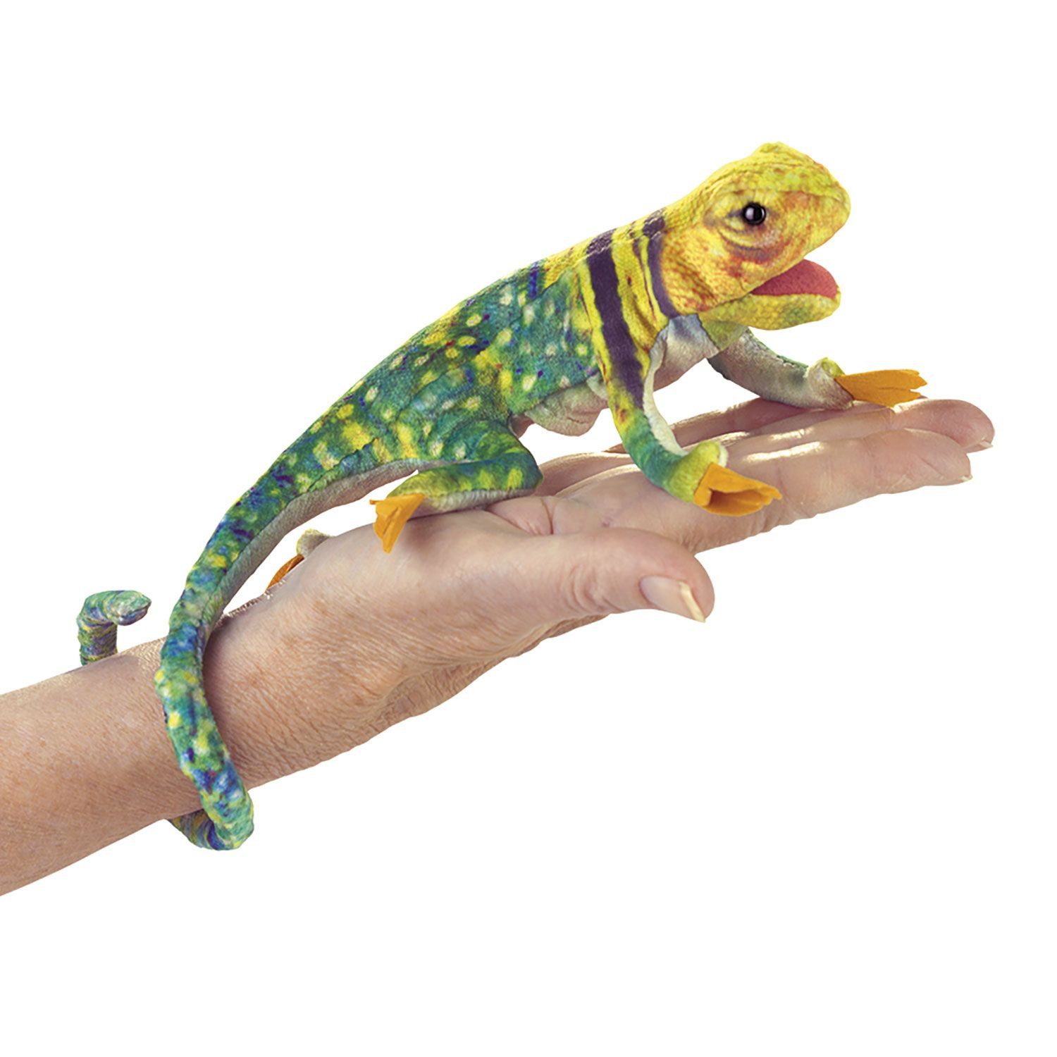 Folkmanis Handpuppen Fingerpuppe Folkmanis Fingerpuppe Mini Eidechse / Mini Collared Lizard 2798 (Packung)