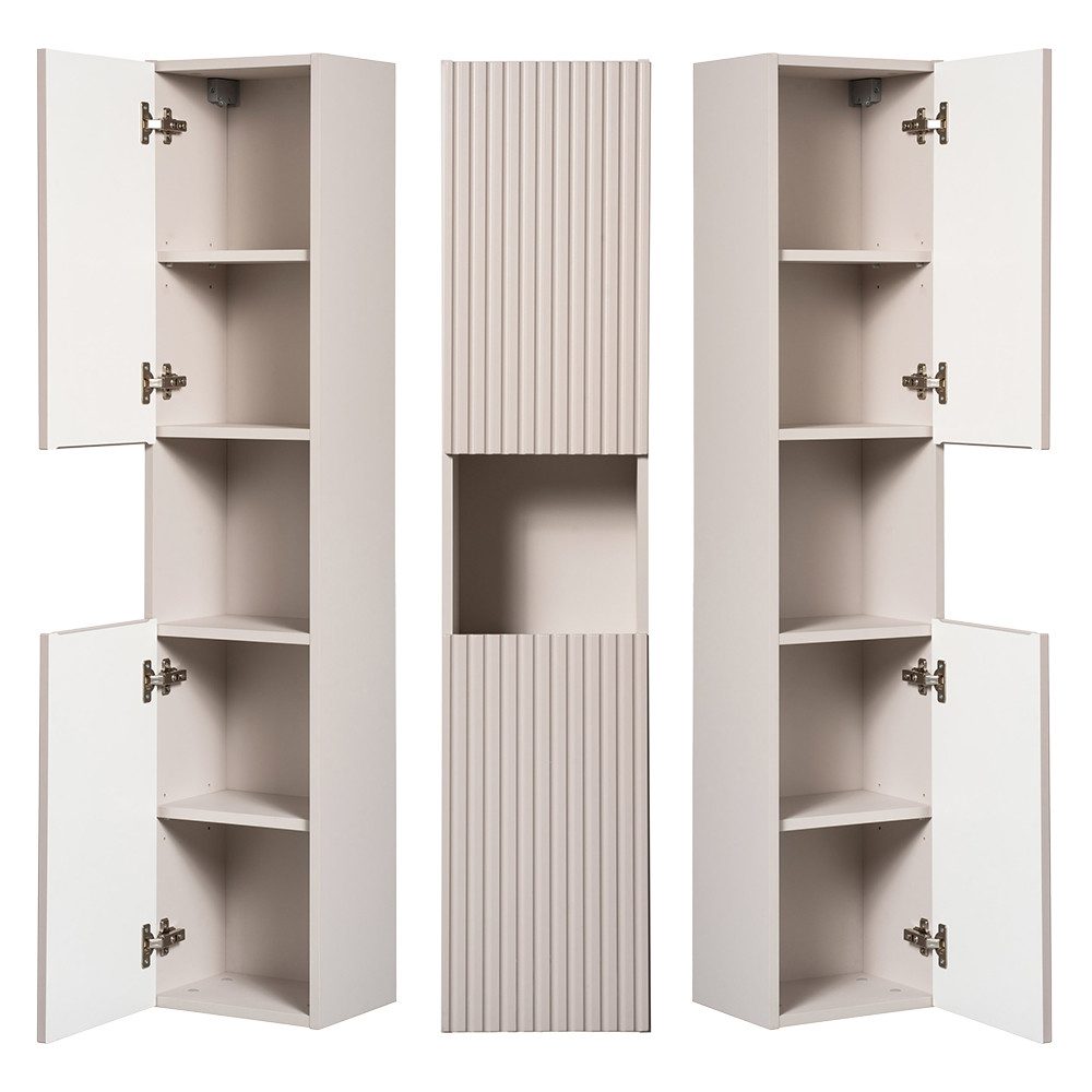 Lomadox Hochschrank NEWPORT-56-CASHMERE Badschrank, kaschmir mit gerillter günstig online kaufen