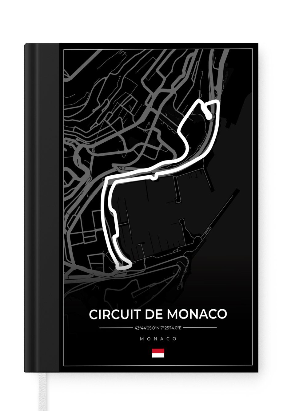 Monaco Monaco Notizbuch de 1 Formel Rennstrecke Haushaltsbuch - Schwarz, A5, MuchoWow Notizheft, - Merkzettel, Circuit - - Seiten, 98 Tagebuch, Journal,