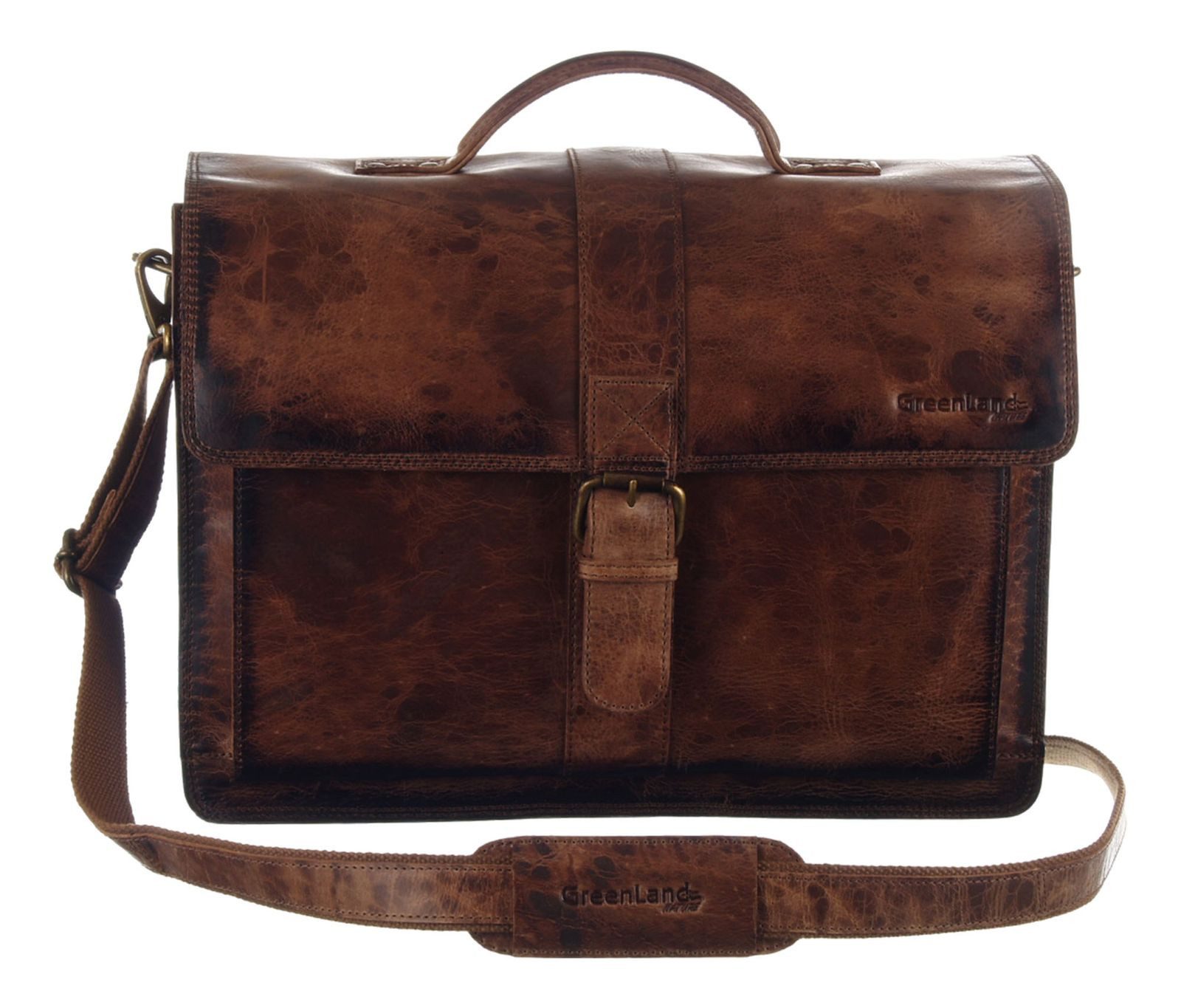 GreenLand Nature Aktentasche Briefcase, aus echtem Leder