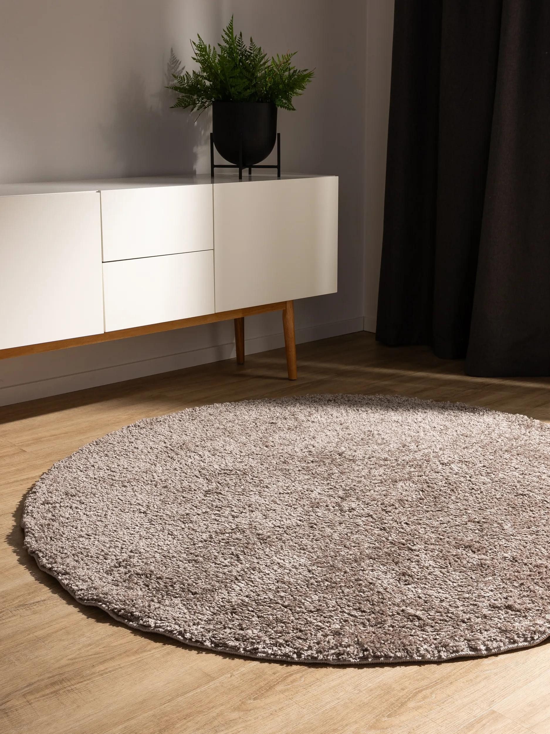 benuta Hochflor-Teppich Soho, rund, Höhe: 31 mm, Teppich Wohnzimmer, Schlafzimmer, Esszimmer, Rutschfest, Waschbar
