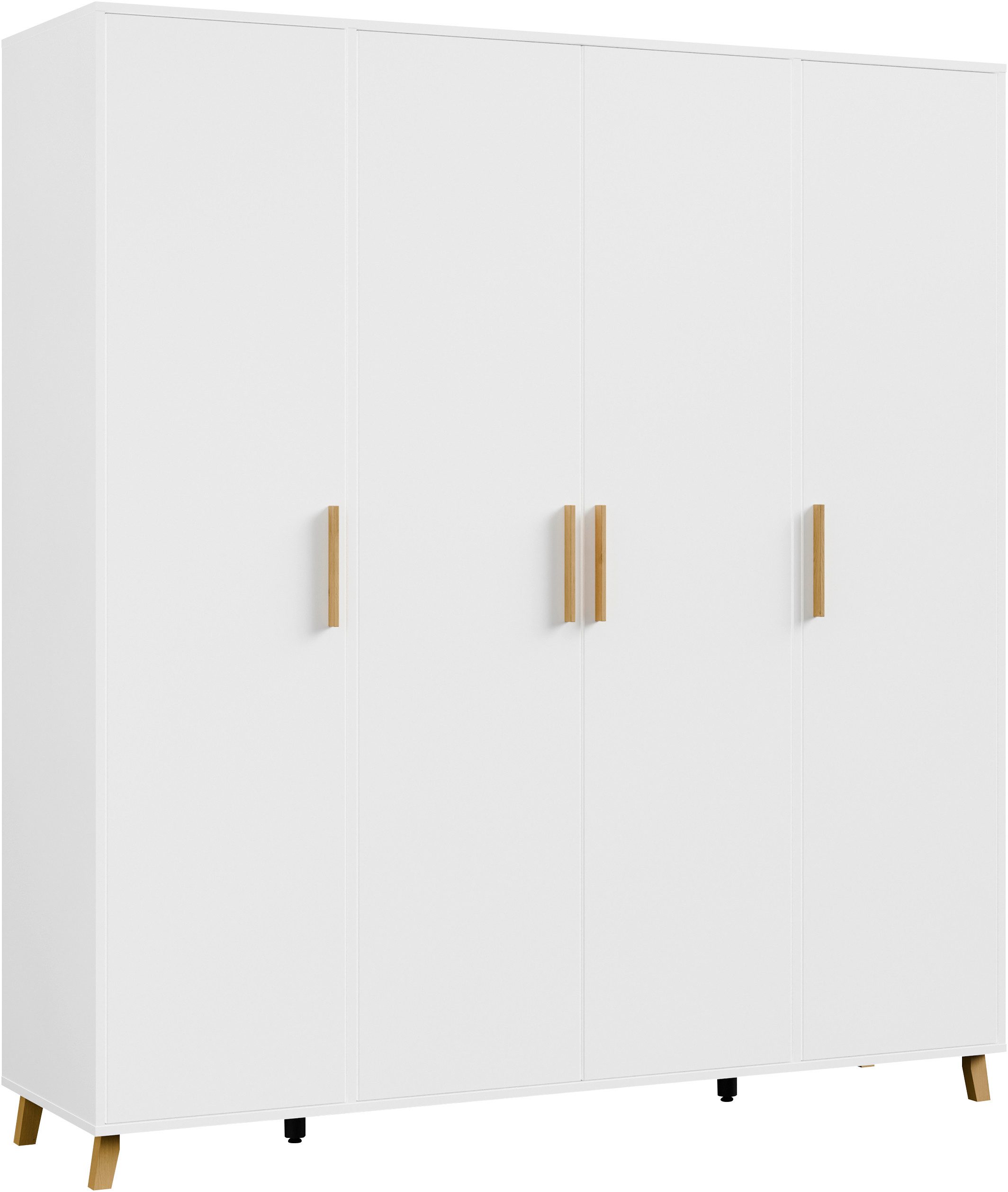 rauch Drehtürenschrank Kleiderschrank Schrank Garderobe SHINJO Breiten 93/140/187 cm (in 3 verschiedenen Ausstattungen BASIC/CLASSIC/PREMIUM) Griffe und Füße aus Massivholz, viel Stauraum MADE IN GERMANY