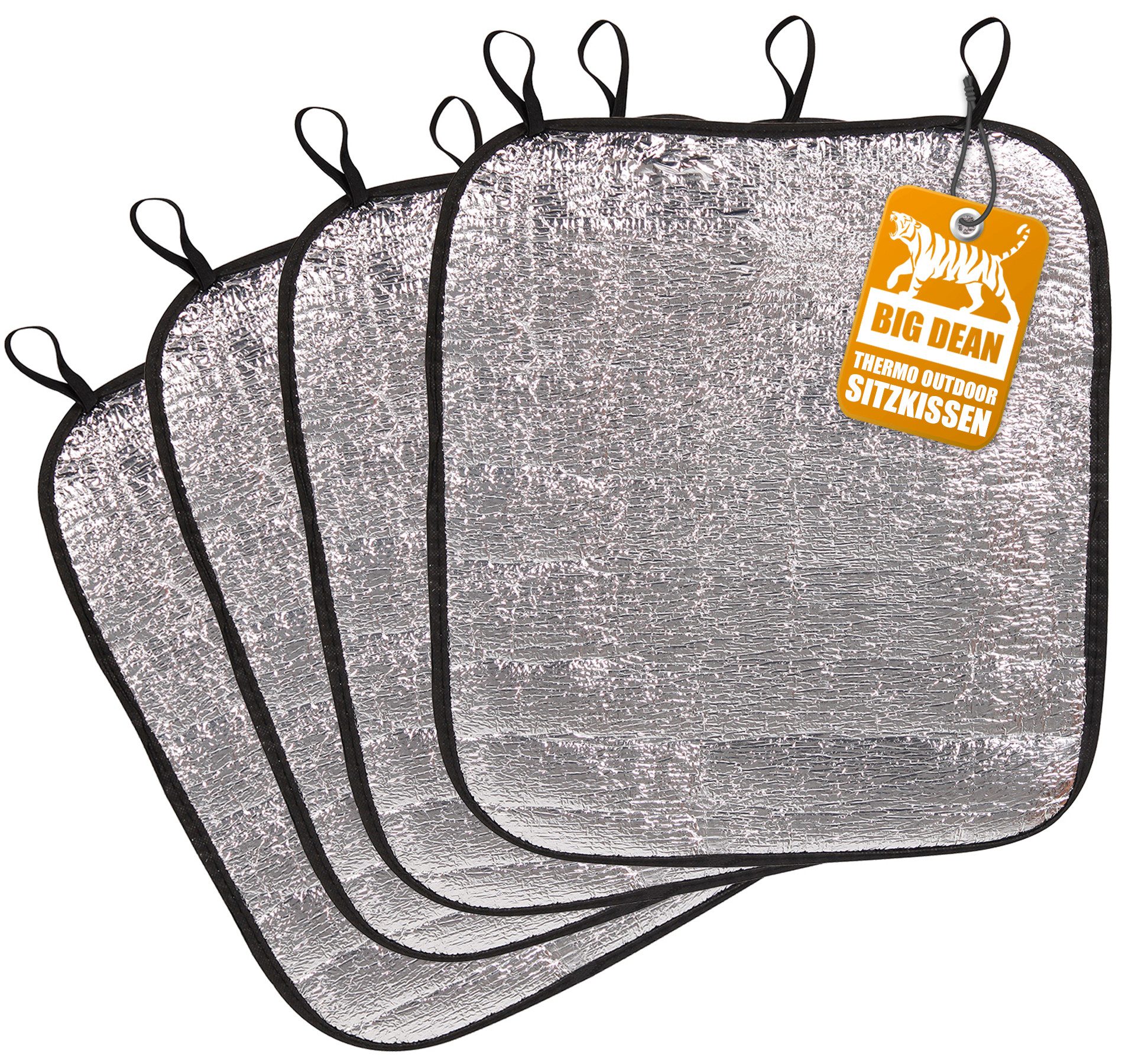 BigDean Wärmekissen 4x Thermo Sitzkissen 35x40cm Outdoor Event Alu Kissen faltbar, (4-tlg)