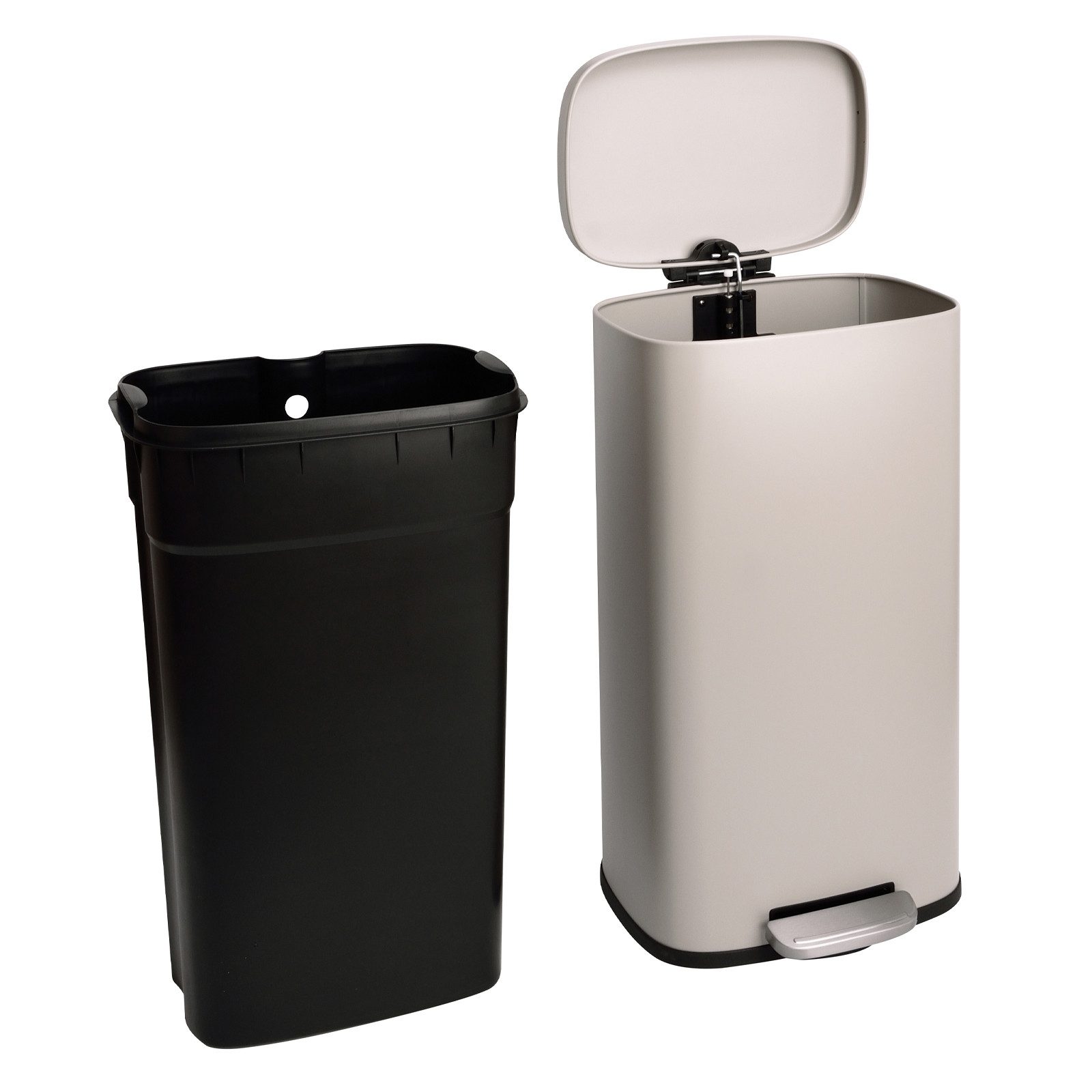 SVITA Mülleimer TQ, Fußpedal, Inneneimer herausnehmbar, Stahl, 30L, Taupe