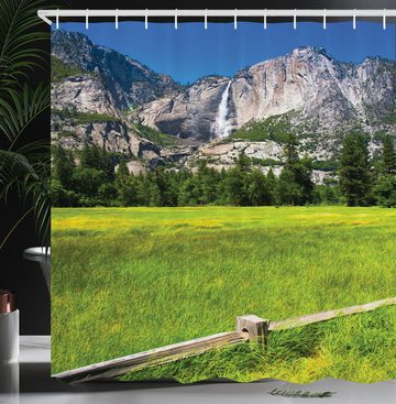 Abakuhaus Duschvorhang Moderner Digitaldruck mit 12 Haken auf Stoff Wasser Resistent Breite 175 cm, Höhe 180 cm, Natur Yosemite Falls Country