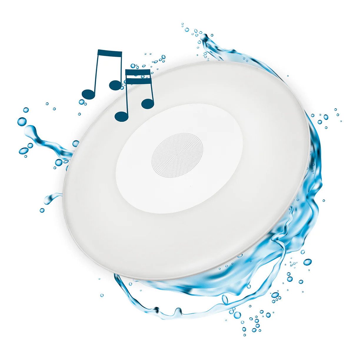 NEWGARDEN Pool-Lampe Play Disc mit Lautsprecher schwimmend LED Farbwechsel 38 cm Weiß, LED fest integriert