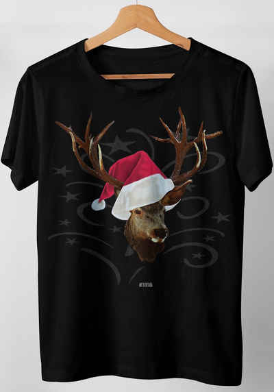 Art & Detail Shirt T-Shirt »Weihnachten Design Hirsch mit Weihnachtsmütze Mr Xmas«