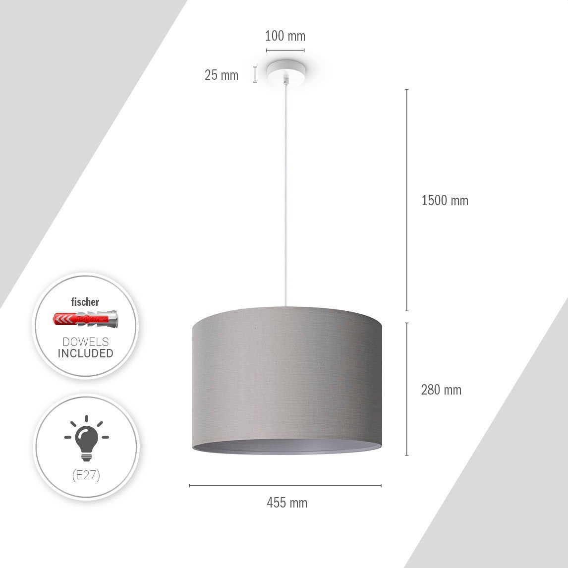 Paco Home LED ohne Deckenlampe Deko Wohnzimmer COLOR, HUGO UNI Unifarben, E27 Leuchtmittel, Schlafzimmer, Und Pendelleuchte