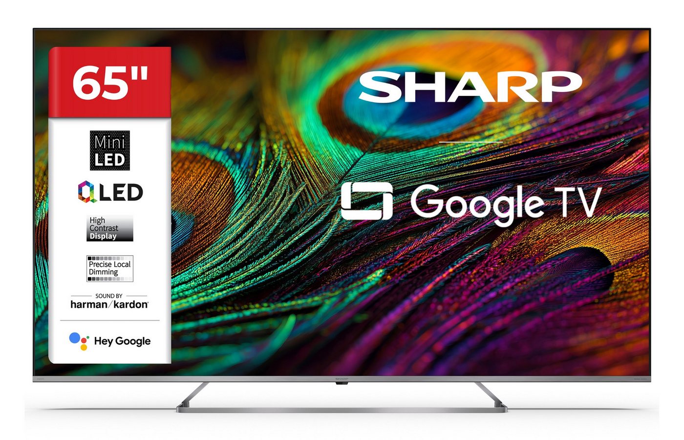 Sharp 65JP7765E QLED-Fernseher (164 cm/65 Zoll, 4K Ultra HD, Google TV, Google TV, Mini-LED, HDR Dolby Vision, Harman Kardon Sound)