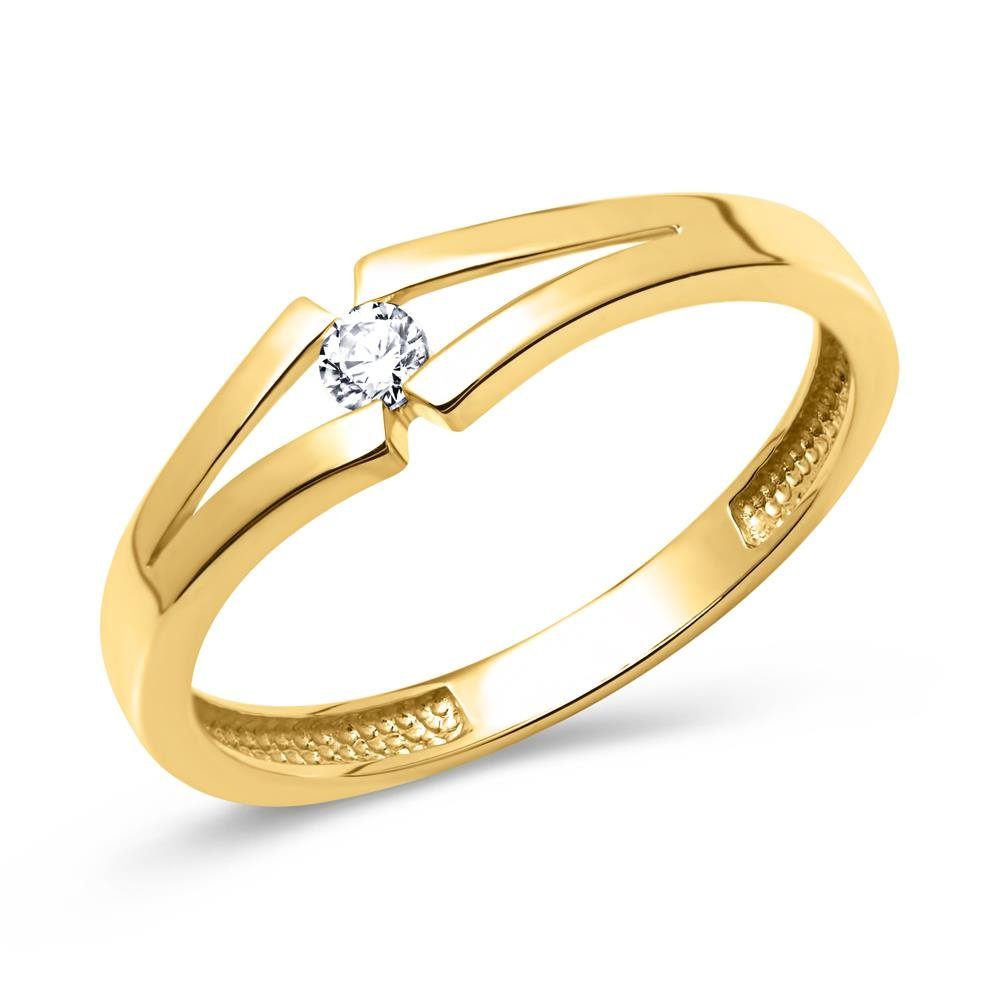 poliert Ring mit Gelbgold GR0044 Unique Fingerring 333er Zirkonia Unique