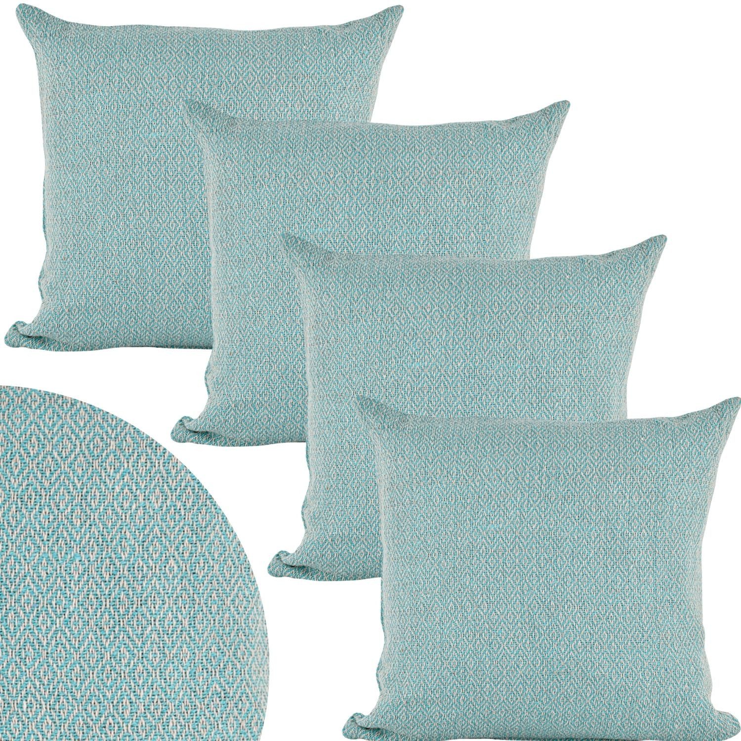 Marrakesch Orient & Mediterran Interior Zierkissen 4er Set Подушкиbezüge Calix Blau 40cm aus Baumwolle, Boho Handarbeit