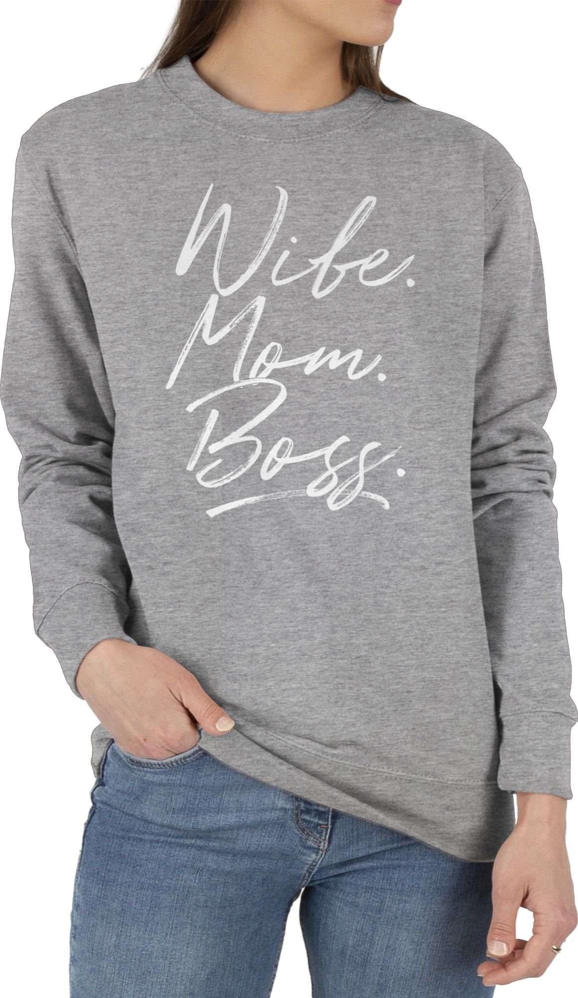 Beste Grau Muttertagsgeschenk Wife Mom 3 Mom Momlife Muttertagsgeschenke Shirtracer Super Mama Boss. Sweatshirt (1-tlg) - Best meliert