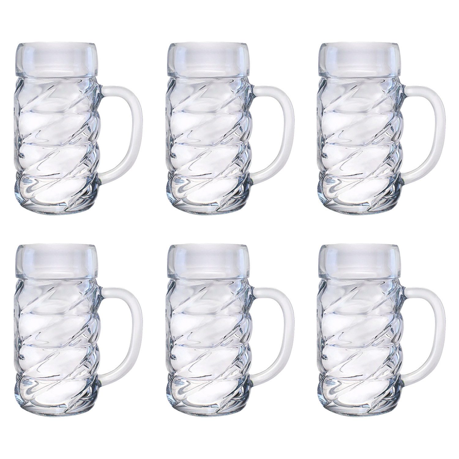 ich-zapfe Bierkrug Bierglas, Bierkrug, Maßkrug, Bierseidel 6er Set Biergläser, Diamond -, 1 Liter