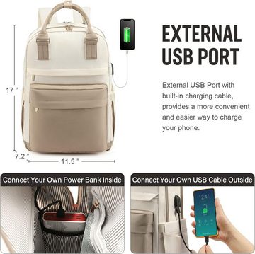 yhroo Schulrucksack Umhängetasche mit Fächern für 15,6 Zoll Laptop, USB-Ladeanschluss, wasserdichte Schultasche