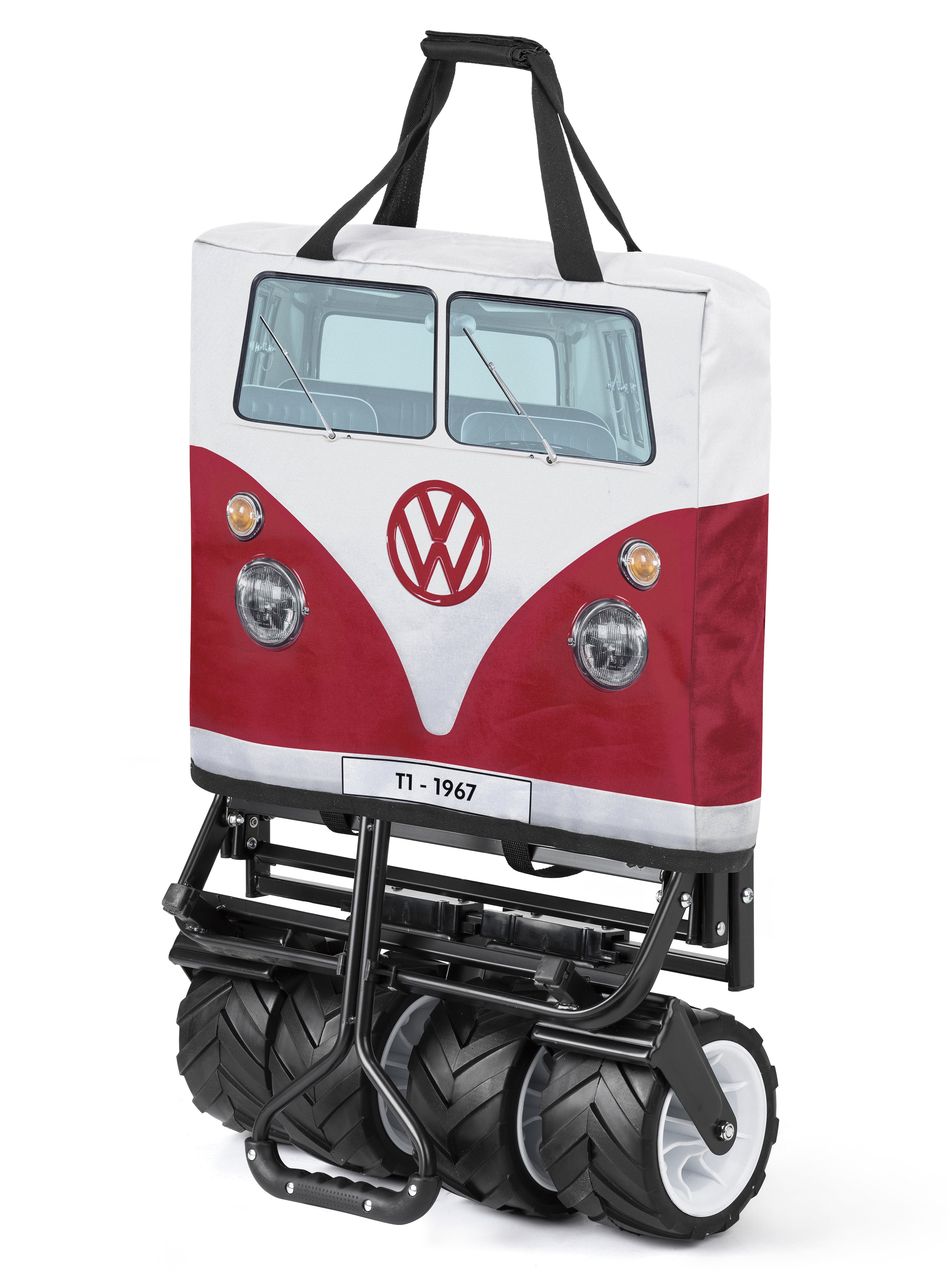VW Collection by BRISA Bollerwagen Volkswagen Bulli Bus T1 XXL Faltbarer Handwagen, Transportwagen "All-Terrain" Samba Transporter