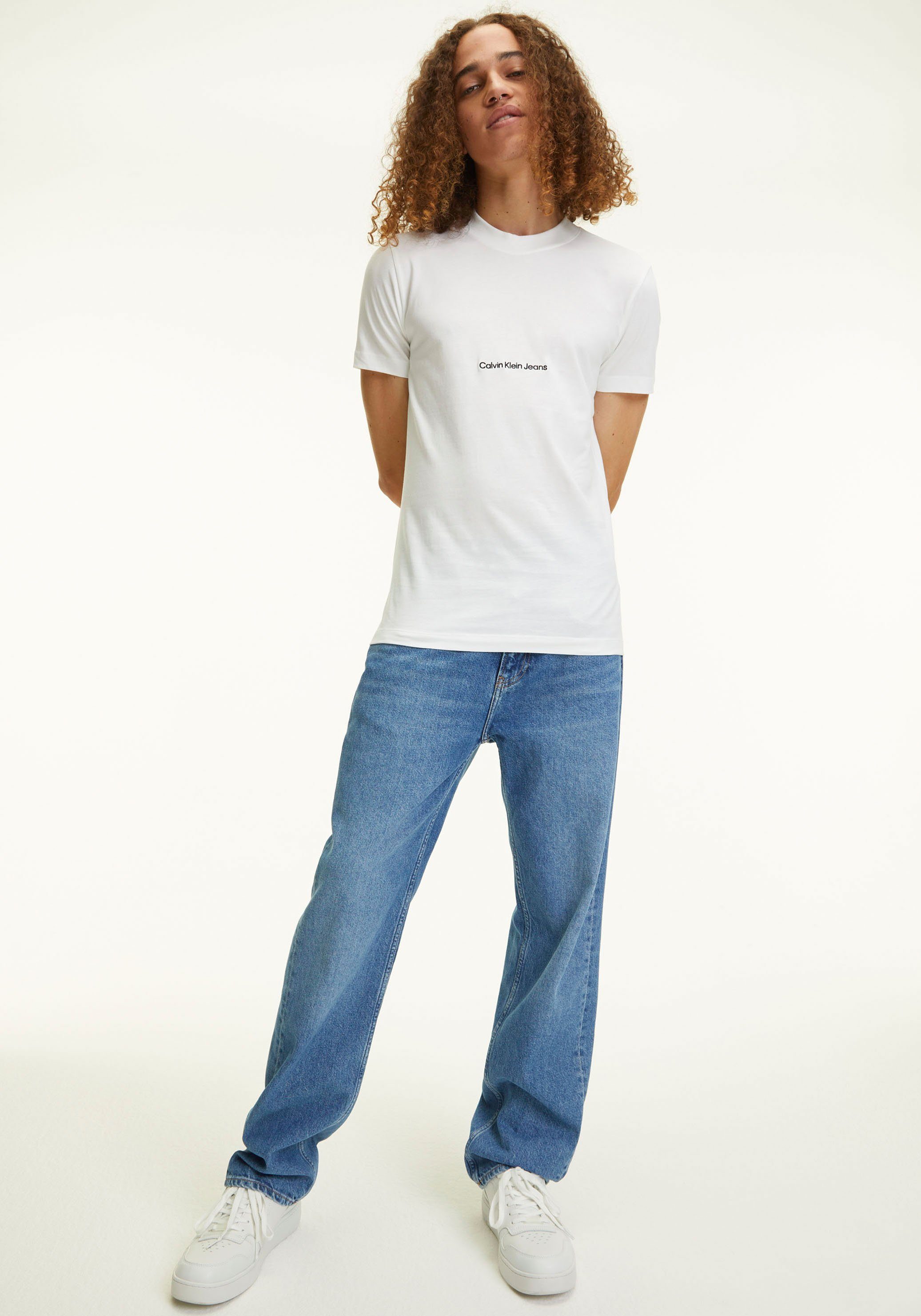 Klein Jeans Jeans Calvin Klein White Bright mit Calvin Logoprint Kurzarmshirt