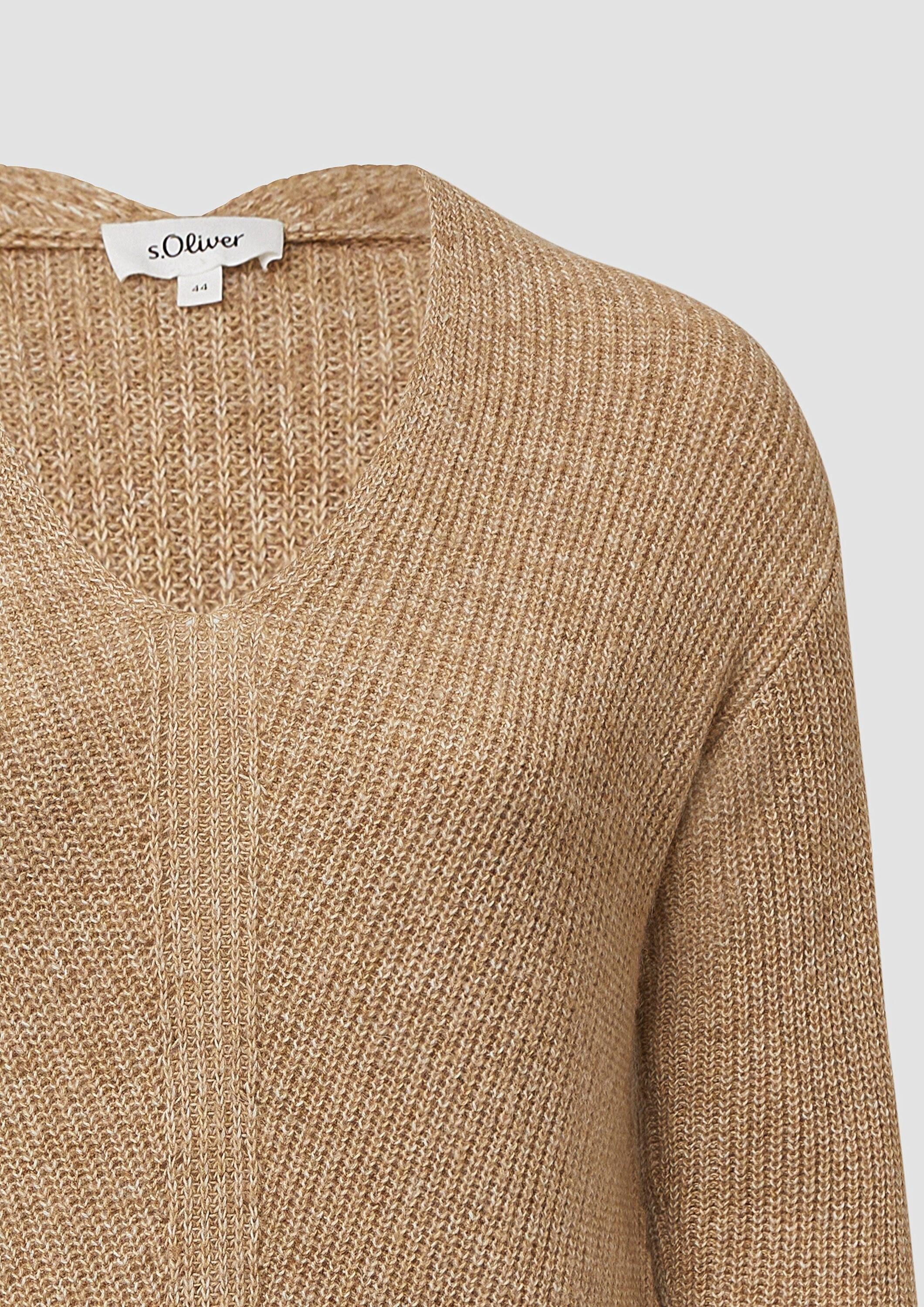 s.Oliver Longpullover Strickpullover Weicher Strickpullover im Relaxed Fit mit V-Ausschnitt