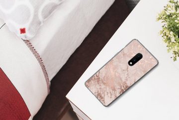 MuchoWow Handyhülle Marmor - Rosa - Luxus - Marmoroptik - Glitzer - Design, Phone Case, Handyhülle OnePlus 7, Silikon, Schutzhülle