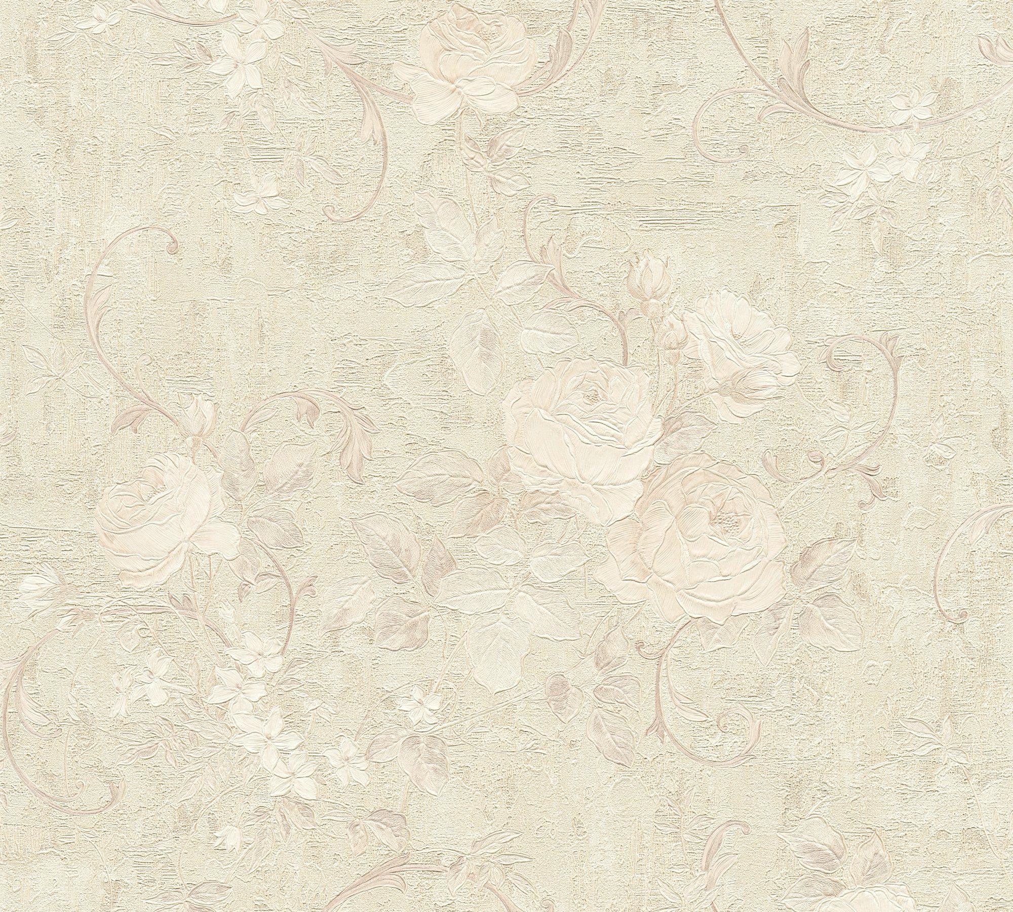 A.S. Création Vliestapete Romantico romantisch floral, floral, Barock Tapete Blumen grau | Vinyltapeten