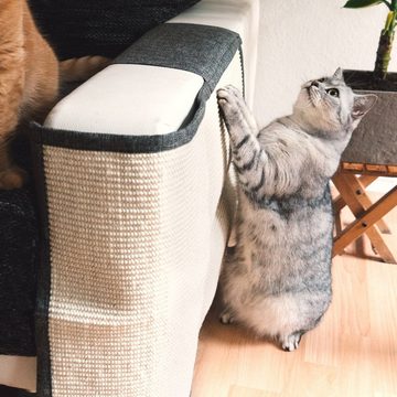 Navaris Tier-Beschäftigungsspielzeug Katzen Kratzmatte Kratzschutz Sofa - Sisal Kratzteppich - links, Sisal