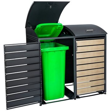 Zelsius Mülltonnenbox Mülltonnenkasten mit abgerundetem Deckel für vier 120 - 240 Liter (Set, 2 Doppelboxen)