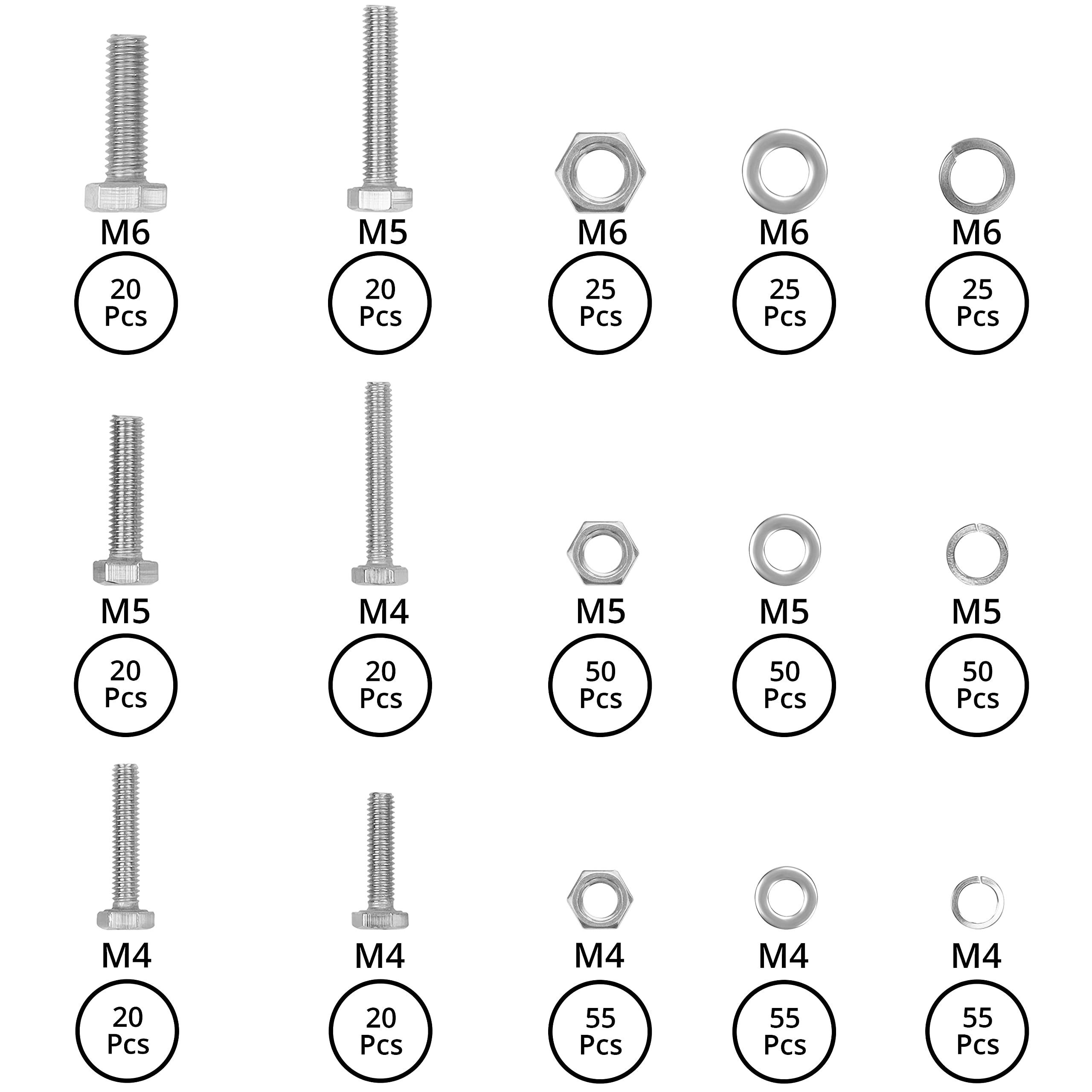 Belle Vous Schrauben- und Dübel-Set Belle Vous 510er Schrauben- und Mutternset M4 M5 M6 Edelstahl