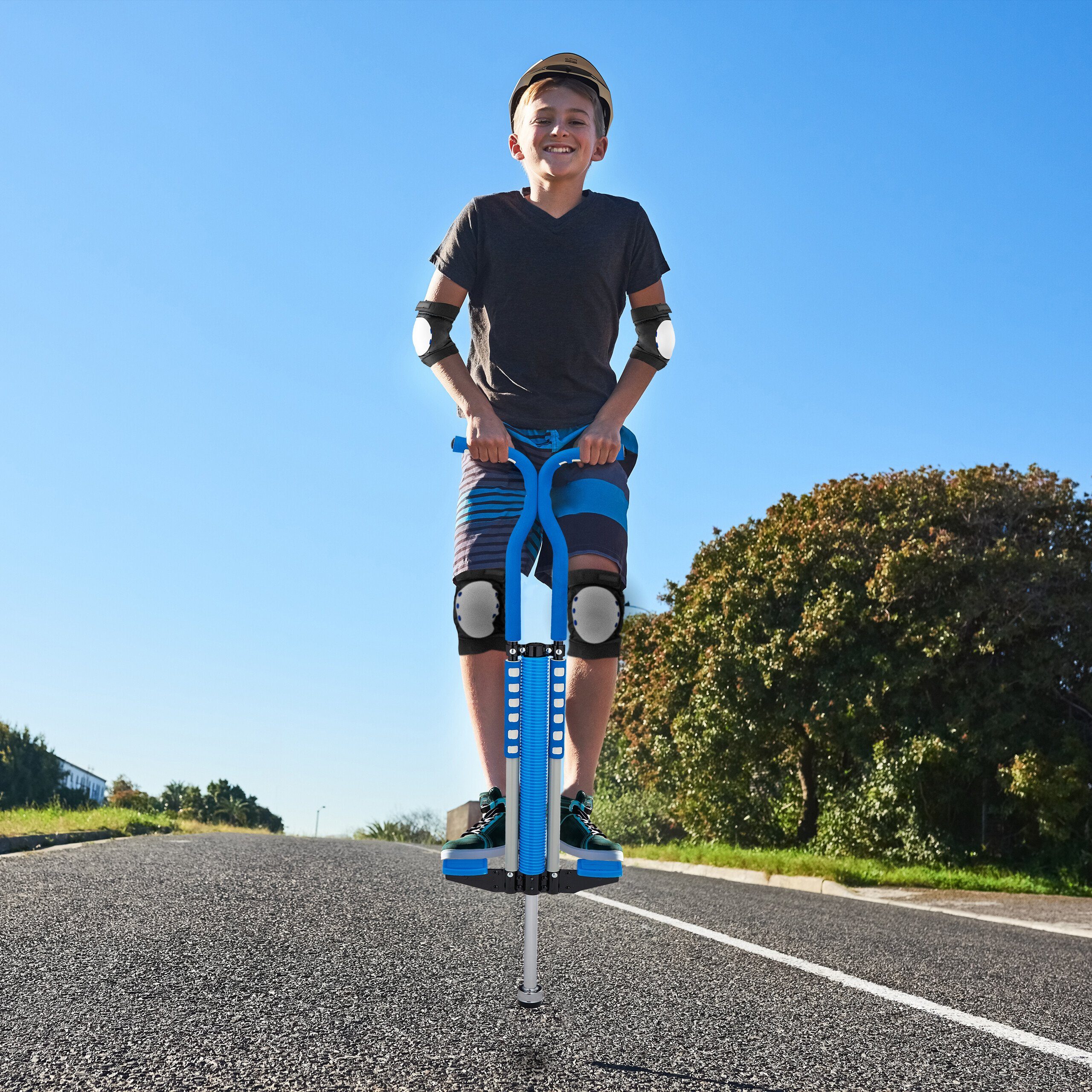 relaxdays Hüpfspielzeug Blauer Pogo Stick für Kinder günstig online kaufen
