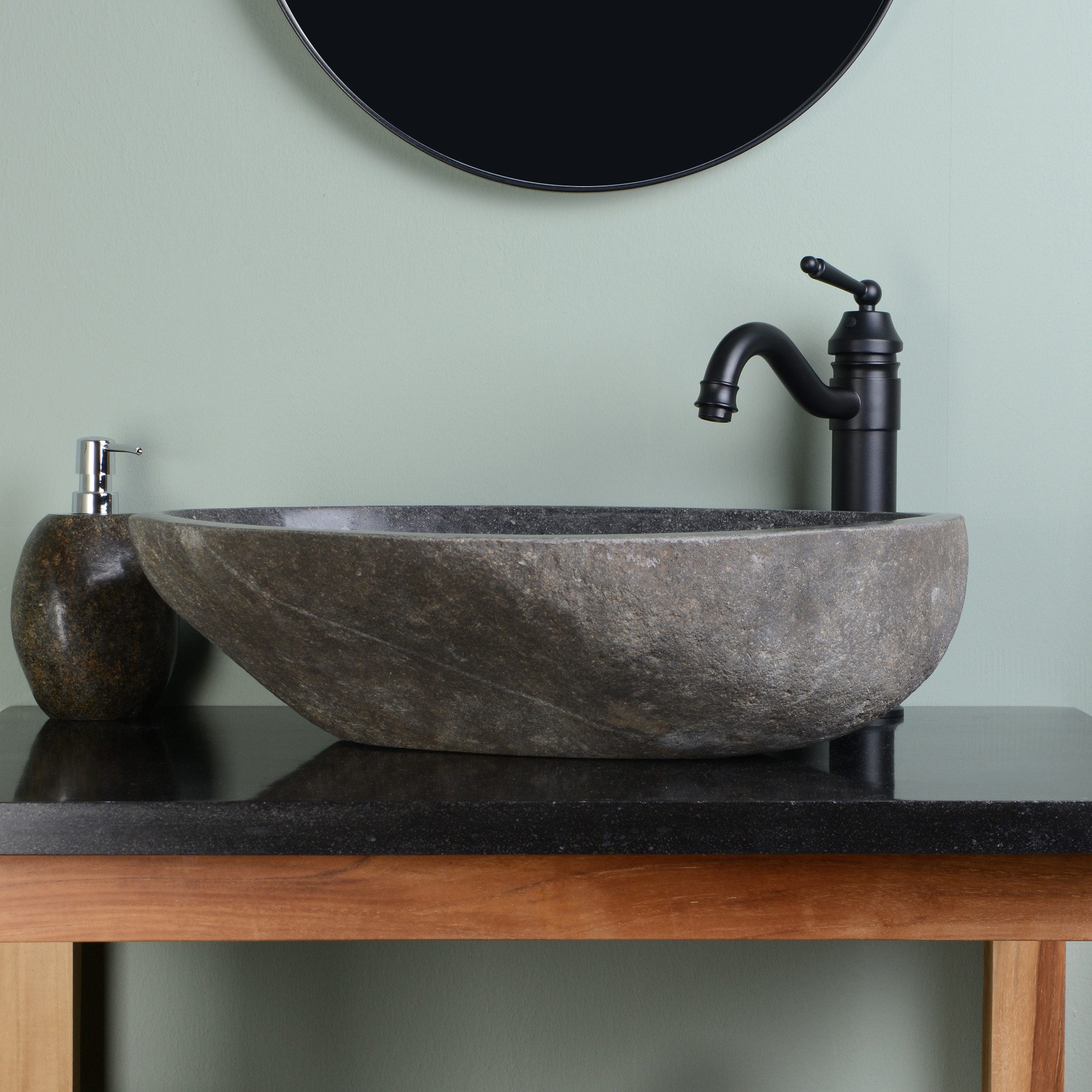 wohnfreuden Aufsatzwaschbecken Naturstein Waschbecken ca. 60 cm oval (Kein günstig online kaufen