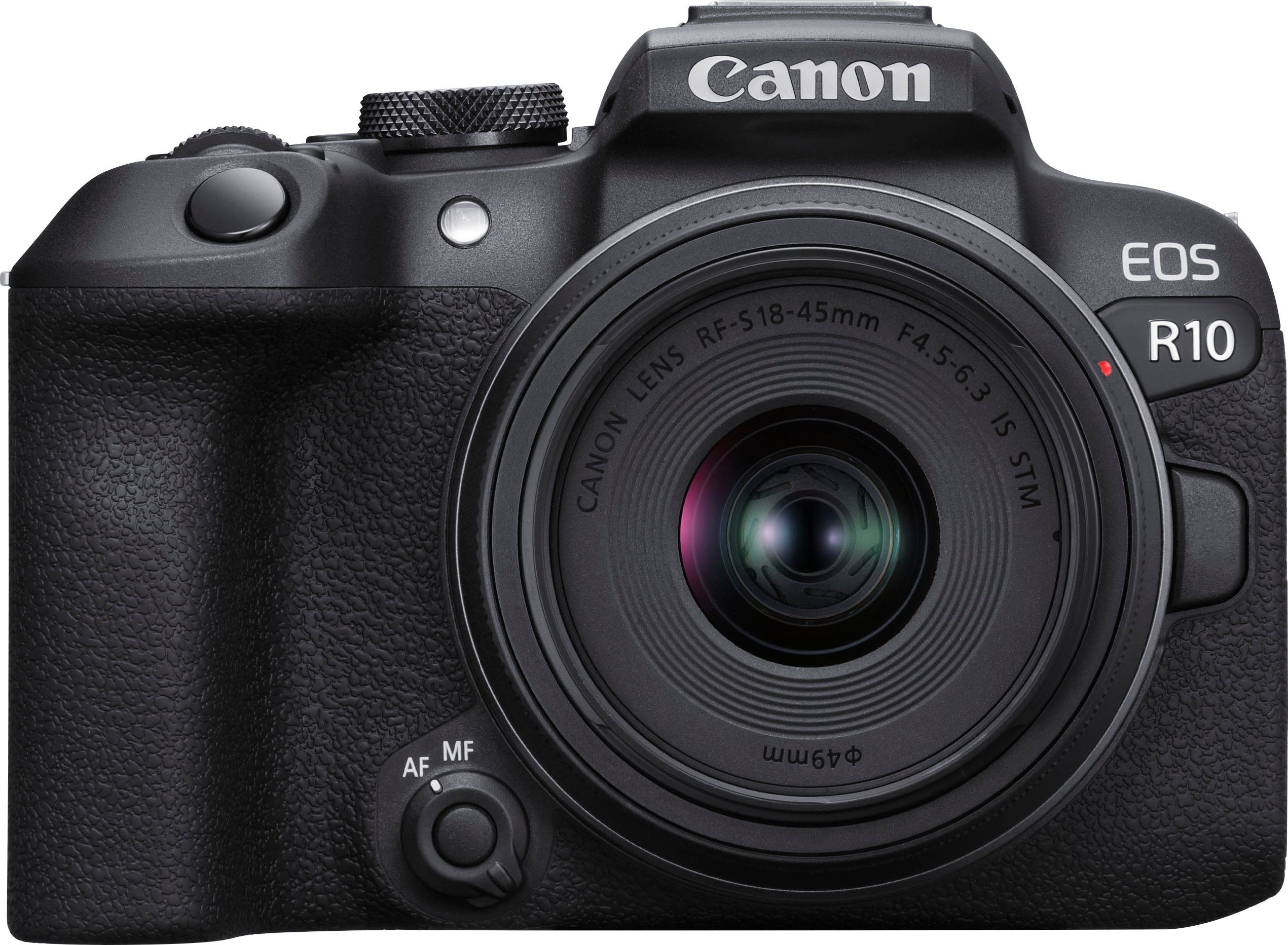 Canon EOS R10 F4.5-6.3 (RF-S inkl. 18-45mm 24,2 Systemkamera STM, Objektiv) Bluetooth, RF-S 18-45mm IS WLAN, MP