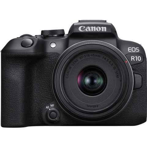 Canon EOS R10 Systemkamera (RF-S 18-45mm F4.5-6.3 IS STM, 24,2 MP, Bluetooth, WLAN, inkl. RF-S 18-45mm Objektiv)