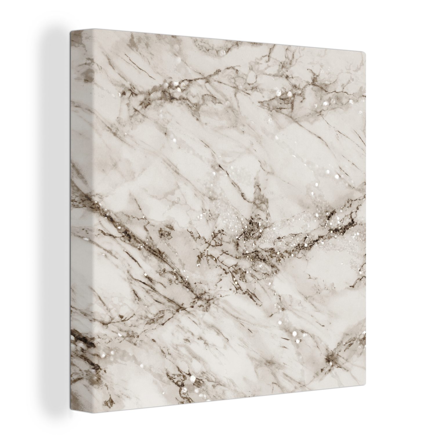 OneMillionCanvasses® Leinwandbild Marmor - Muster - Grau - Glitter, (1 St), Leinwand Bilder für Wohnzimmer Schlafzimmer | Leinwandbilder