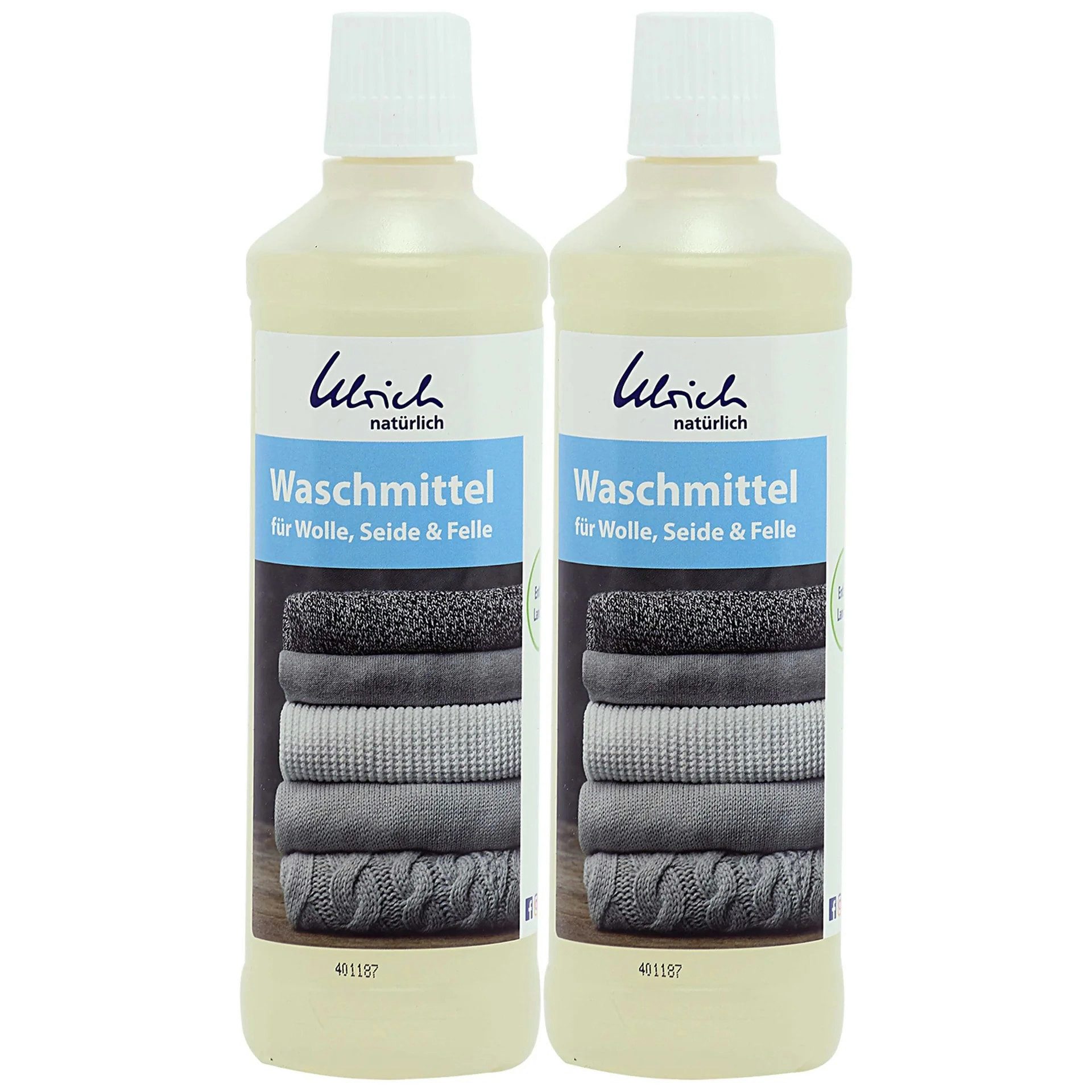Ulrich natürlich ULRICH natürlich Waschmittel für Wolle, Seide und Felle 2 x 500 ml flü Wollwaschmittel (Rückfettung mit PEG75 Lanolin)