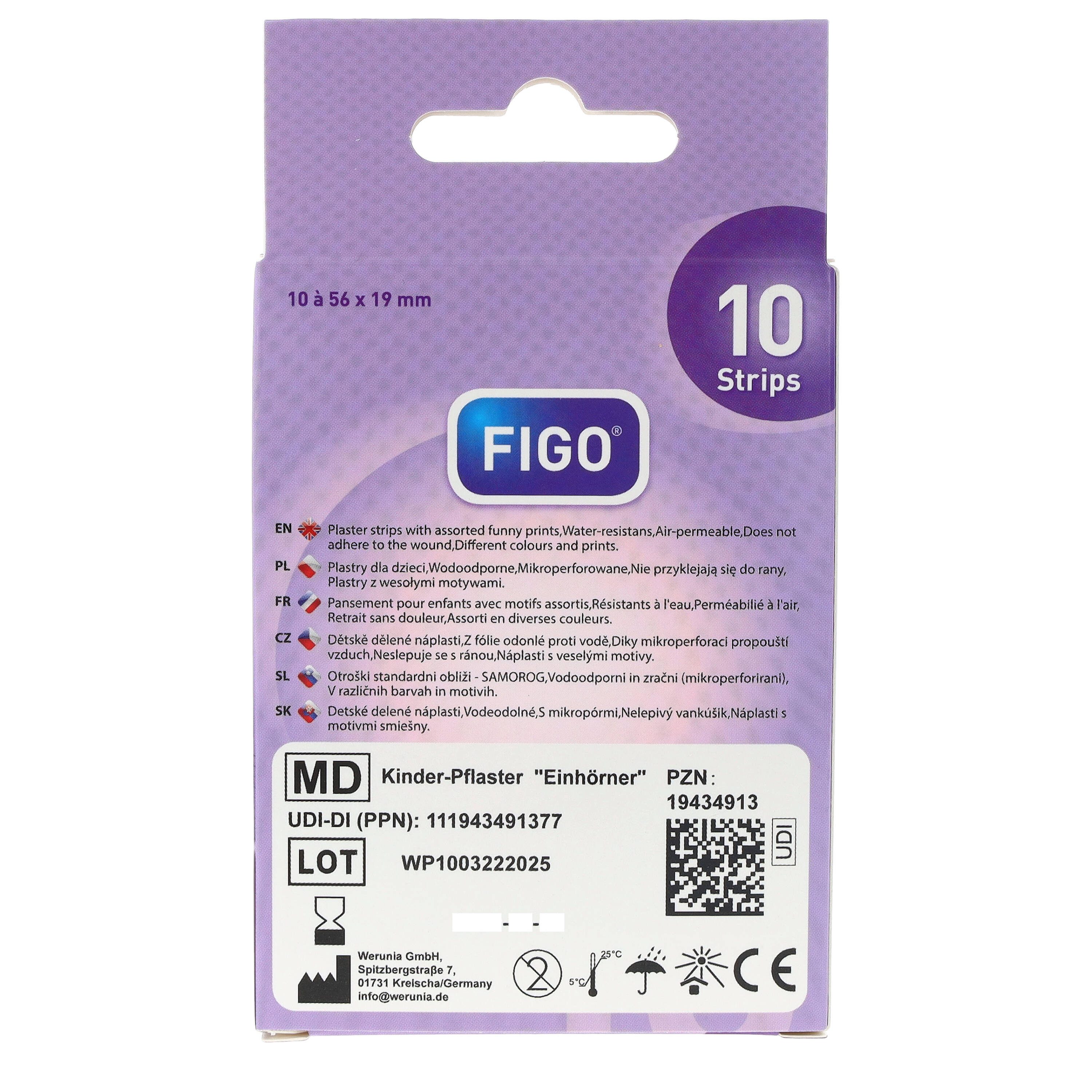 FIGO Wundpflaster Kinderpflaster Pflaster-Strips Einhörner 10 Stück (10 St), Bunte, kingerechte Einhorn Pferde Motive