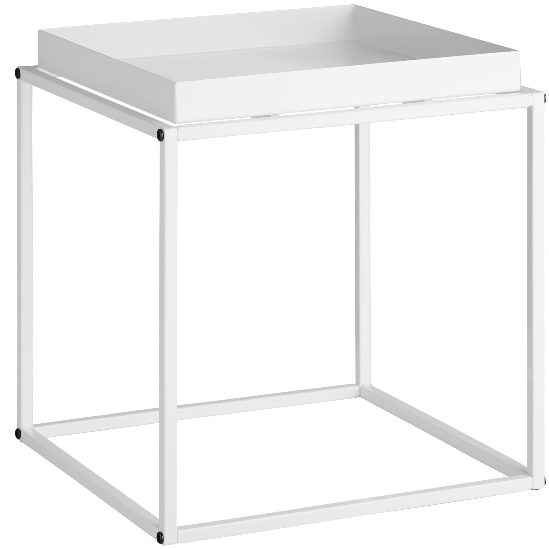 tectake Beistelltisch Ablagetisch, 40 x 40 x 44 cm, mit bodenschonenden Anti-Rutsch-Pads (Sofatisch Cambridge, 1-St., in weiß), Stahl, ausgestattet mit Ablage in Tablettform, lässt sich stapeln