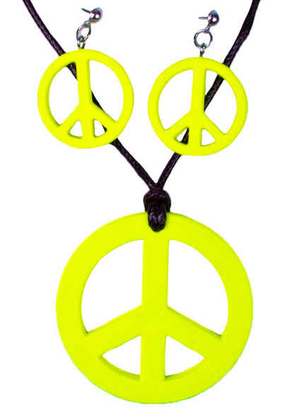 Das Kostümland Kostüm Hippie Peace Schmuck Set 3-tlg. Gelb